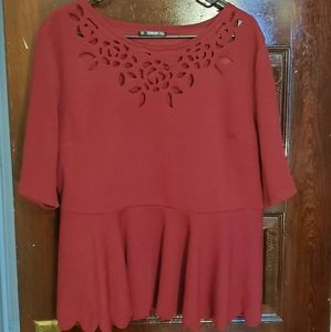 Peplum cutout blouse